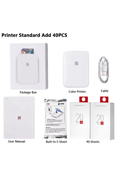 Choice1 طابعة صور ملونة HPRT MT53، 40 قطعة، ورق لاصق 2x3 بوصة، طباعة بلوتوث