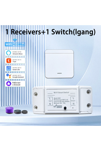 Choice6 1 Receiver 1 Switch Tuya Smart WiFi Light Switch RF 433MHz 1/2/3 Gang...