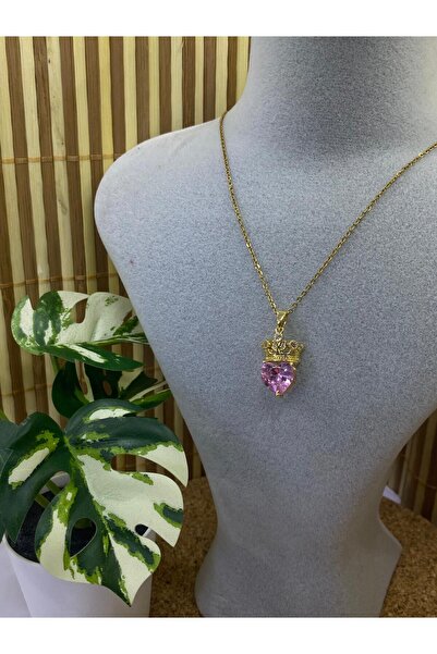 eiboutiqueofficial Rapunzel Tacı Pembe Kalp Kolye