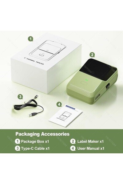Choice7 Green Standard YINSITOM 20-50mm Mini Portable Thermal Printer Bluetoo...