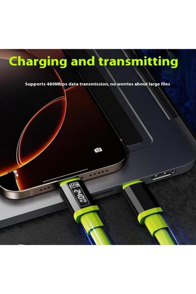 Choice Green 240W 1.5m Fast Charging USB Type-C To Type-C Cable With Real-Tim...