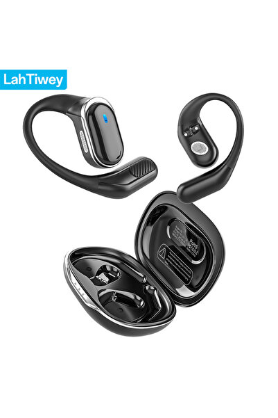 Choice سماعات رأس لاسلكية سوداء بتقنية بلوتوث 5.4، بتصميم مفتوح للأذن، مزودة ...