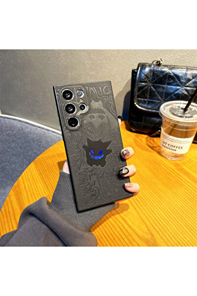 Choice4 Galaxy S25 Ultra only black case Cartoon Gengar Leather Laser Wristba...