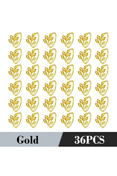 Choice8 مجموعة من 36 قطعة من حلقات مناديل بتصميم أوراق الشجر العتيقة، مزودة ب...