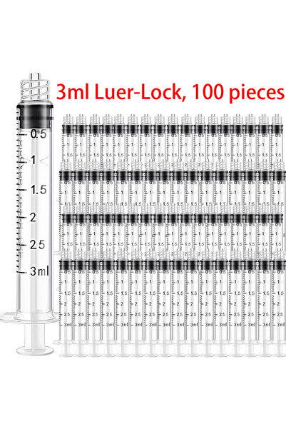 Choice 100Pcs 3ml Luer Lock 100 Pieces of 3ml Luer Lk Syringes, Disposable Sa...