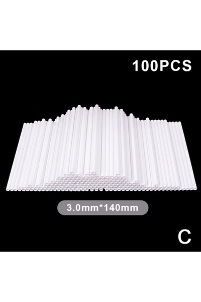 Choice C 100 قطعة من أعواد المصاصات البلاستيكية البيضاء ذات النواة المجوفة لح...