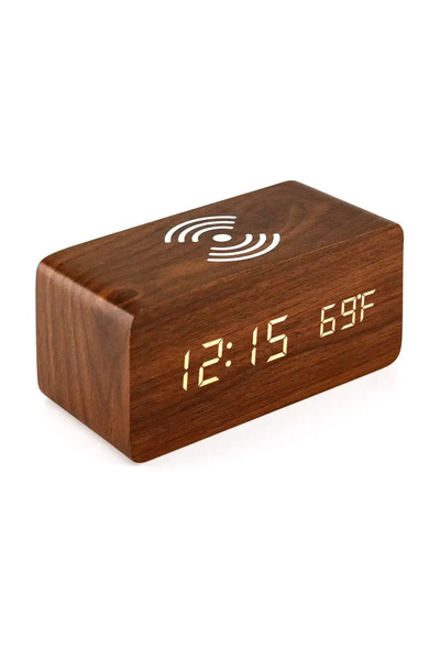 choice2 Brown Alarm Clk LED Digital Wooden USB/AAA Powered Table Watch with T...