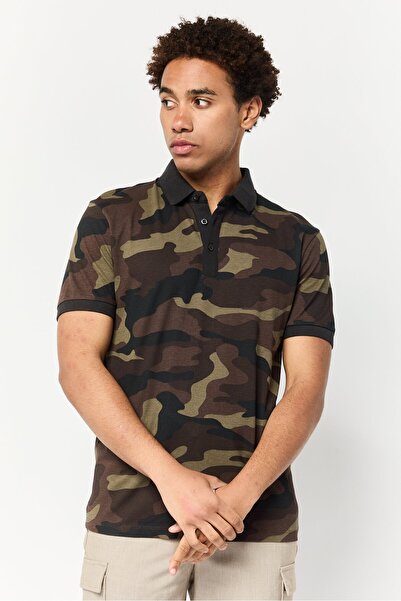 CELIO Men Regular Fit Camouflage Short Sleeves Polo Shirt, Multicolor