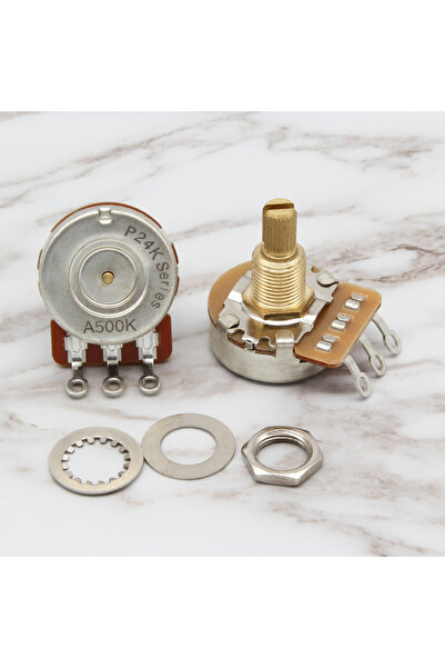 Choice1 Long Shaft A500K FLEOR 2PCS Guitar Potentiometers Fine 24-spline Bras...