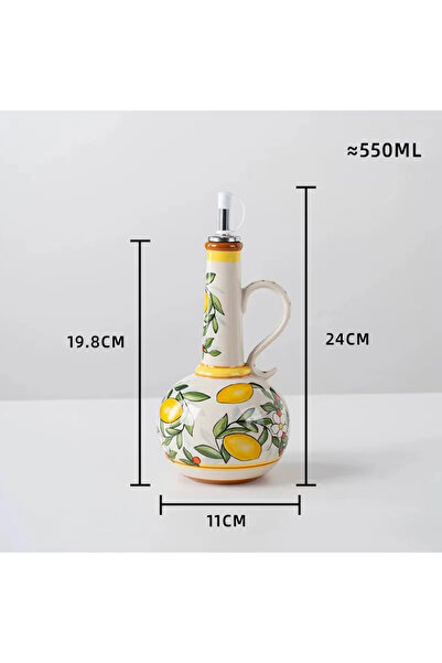 Choice Lemon BPA-Free Olive Oil Dispenser Underglaze Embossed Ceramic Oil Vin...