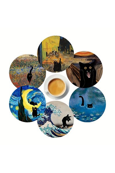 Choice5 Round 10cm 4 6pcs 2D Wooden Cup Mats Featuring 10cm Cartoon Cats Dogs...