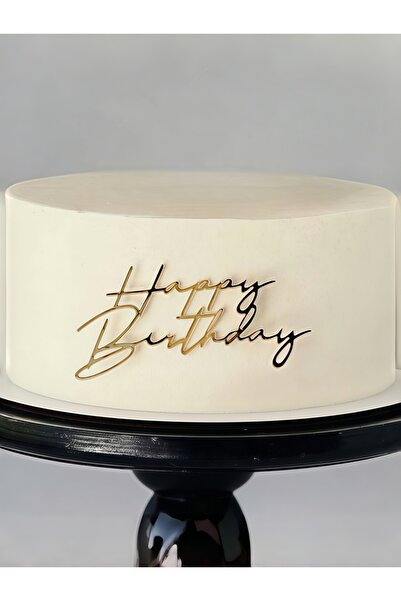 Choice 3pcs Gold 3pcs "Happy Birthday" PMMA Cake Topper - Eaves/Letter Design...