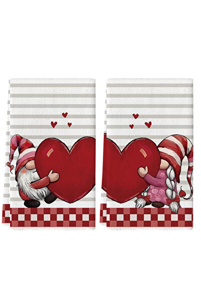 Choice 2pcs Red 2Pcs, Heart-Shaped Gnome Kitchen Towels, 40Cm*60Cm Towel Set,...