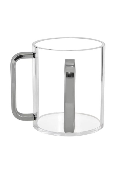 Choice1 كوب غسيل يدوي فضي بمقبضين ، أكريليك ، مناسب للغسيل اليدوي.