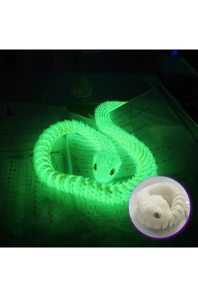 Choice6 Luminous Green 3D Printed Snake 60cm Articulated Bush Viper Toy-Drago...