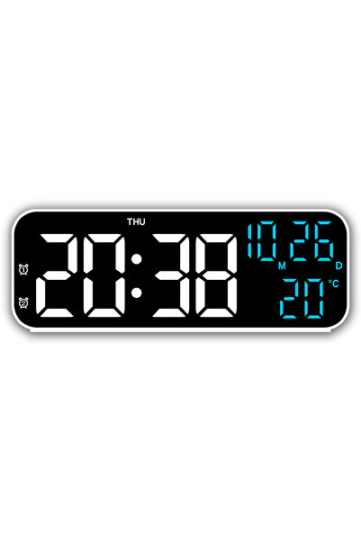choice2 White shell blue Digital Alarm Clk Temperature and Date Week Display ...
