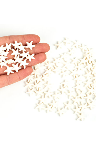 yfhobi 25 gram - 14 mm Beyaz Diş Renk Deniz Yıldızı Akrilik Boncuk (25 gram -...