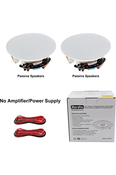 Choice Speaker 6.5 white Herdio 6.5 inch 300W Flush Mount In-Ceiling Speaker ...