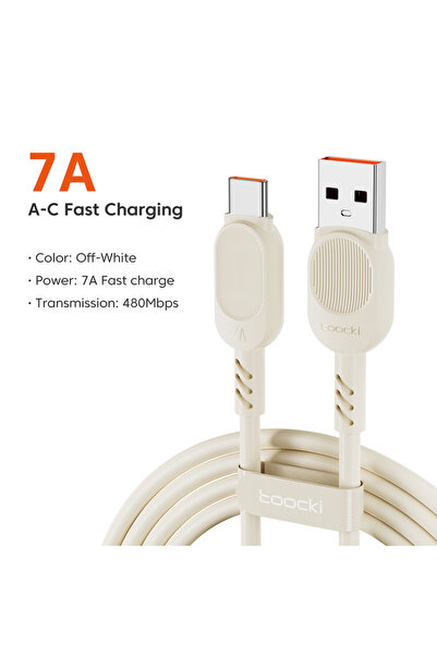 Choice5 toocki 1m Beige Toki 7A USB Type C Cable For S21 Fast Charging Wire U...