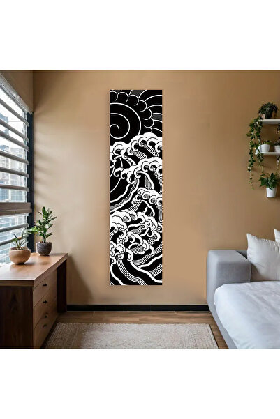 Choice نسيج جداري من GHYX (348) مقاس 40×150 سم، بتصميم أمواج سوداء وشمس حمراء...