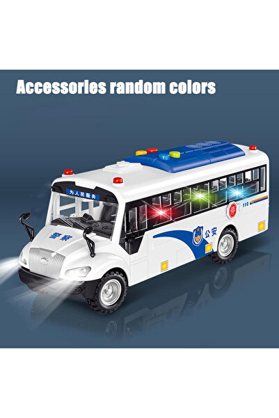 Choice3 Bus Simulation Open Doors Alloy Police Car Bus Diecast Model Toy with...