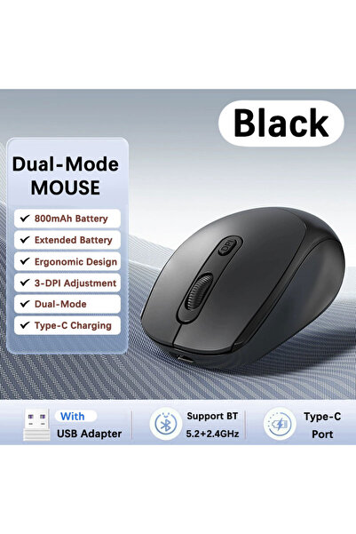 Choice4 ماوس لاسلكي أسود مريح، متوافق مع تقنية بلوتوث بتردد 2.4 جيجاهرتز، مزو...