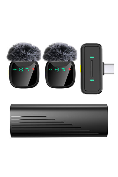 Choice5 Black For Type-C LED Display Wireless Lavalier Microphone for Smartph...