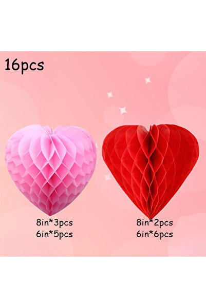 Choice مجموعة من 16 قطعة من كرات ورقية على شكل خلية نحل لتزيين عيد الحب، وقلو...