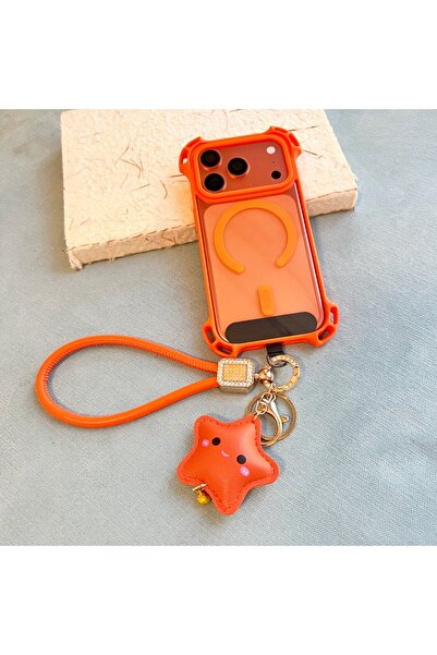Choice8 غلاف هاتف برتقالي اللون من جلد مع حبل تعليق، مناسب لهاتف iPhone 17 Pr...