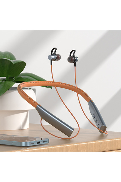 choice2 سماعات أذن لاسلكية بنية اللون بتقنية بلوتوث، سماعات رأس لاسلكية، طوق ...