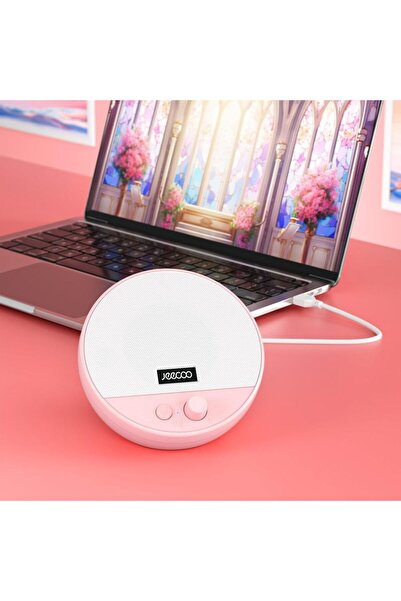 Choice1 مكبرات صوت جيكو A10 وردية اللون، تعمل بتقنية USB، مزودة بمقبض للتحكم ...