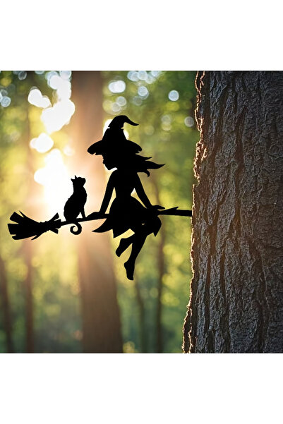 Choice قطعة واحدة من ديكور الحديقة الساحر لساحرة وقطة - قطعة فنية حديدية متين...