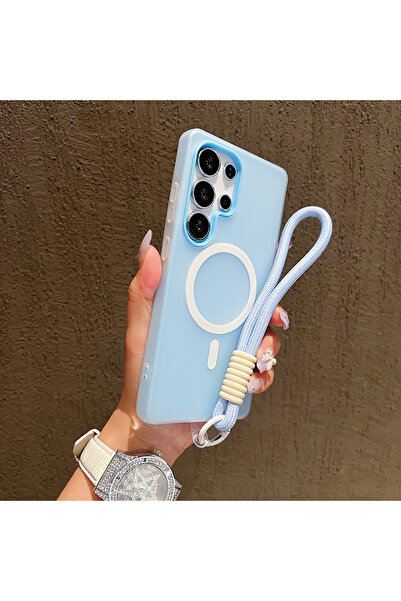 Choice16 غلاف هاتف ناعم بلون أزرق حلوى مطفي مع حبل ماج سيف لهاتف جالاكسي إس 2...