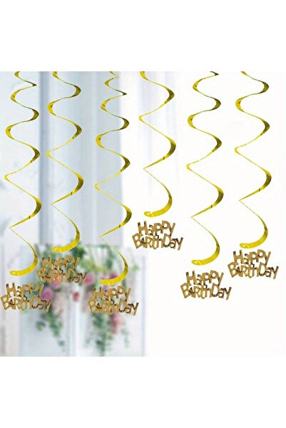 Choice مجموعة من 6 قطع من زينة الزهور الحلزونية الذهبية لحفلات أعياد الميلاد،...