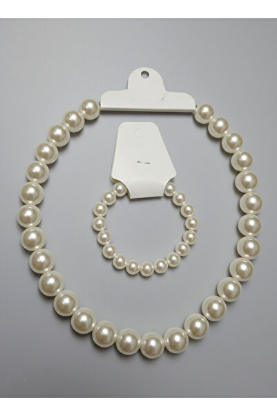 MY VİNTAGE 1 Women's Pearl Neck Collar and 1 Bracelet