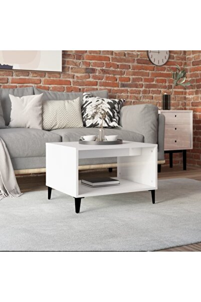 Concept Masă de cafea, alb lucios, 160x50x40 cm, lemn prelucrat