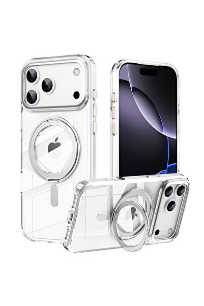 Choice17 جراب مغناطيسي غير لامع بحلقة معدنية شفافة لهاتف iPhone 16 Pro، متواف...