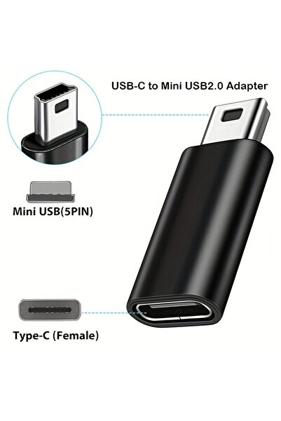 choice2 محول واحد من USB-C إلى Mini USB (عبوة من 1/2/4 قطع)، محول ألومنيوم من...