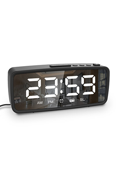 Choice راديو منبه رقمي بشاشة 5.1 بوصة، وراديو منبه مرآة بثلاثة مستويات إضاءة،...