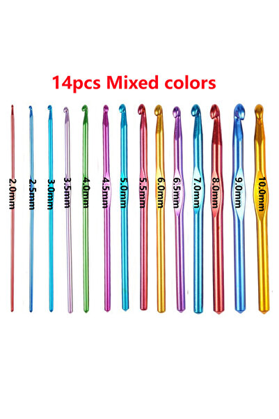 Choice 14pcs Mixed colors Multiple SizesRandom Colors Needle Knitting Set Crh...