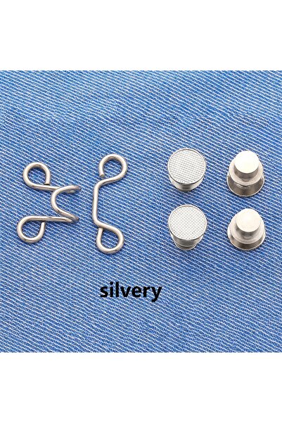 choice2 1set Silvery 1/5 Sets Nail-free Metal Jeans Waist Buckle Adjustable N...