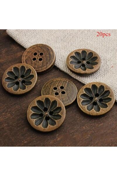 Choice 20 قطعة من مقابض خشبية بنية داكنة مستوحاة من الطراز القديم، مقاس 18 مم...