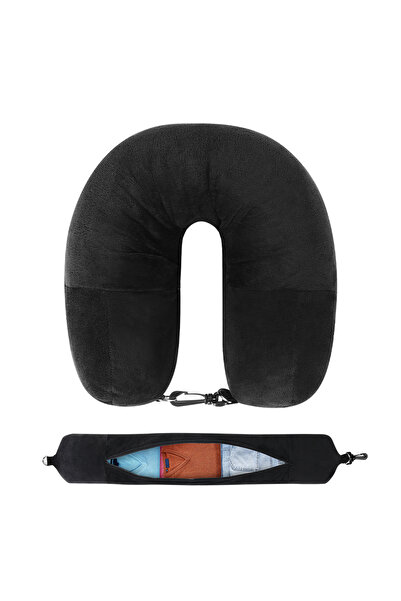 Choice5 انظر أدناه لوصف المقاسات: وسادة سفر سوداء على شكل حرف U، قابلة لإعادة...