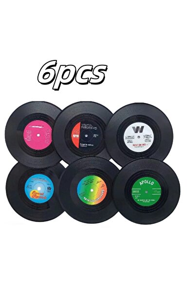 Choice1 6pcs 6/12pcs Vintage Mug Coaster Colorful Retro Record Disk Coasters ...