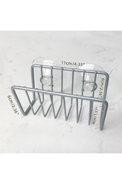 Choice1 1PC Grey Silvery 1PC Metal Sponge Rack with Suction Cups Sink Drain S...