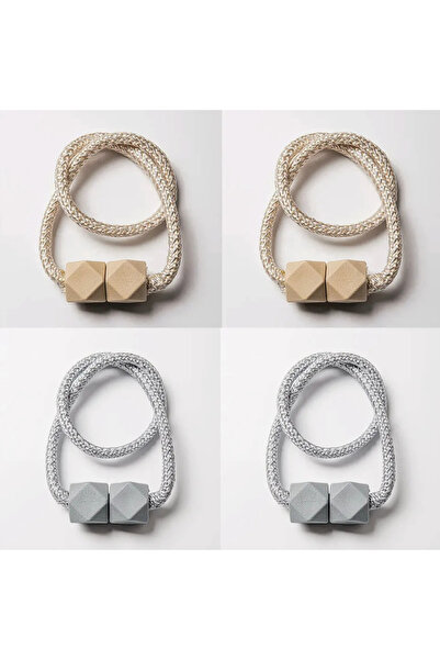 Choice7 4 قطع من أربطة الستائر بلونين بيج ورمادي، مزودة بمغناطيس قوي وتصميم ح...