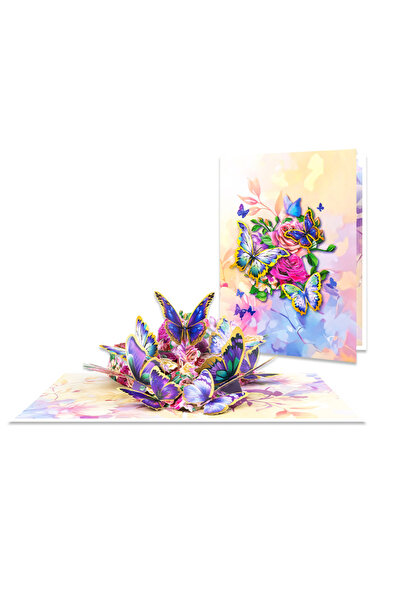 choice2 Rose Butterfly 3D Butterfly Pop-up Card | Handmade Papercut Gift for ...