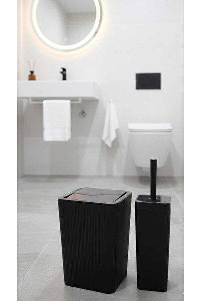 sitil eviniz Siyah Kare WC Tuvalet Fırçalığı Çöp Kovası Seti, WC Kağıtlık Fırça