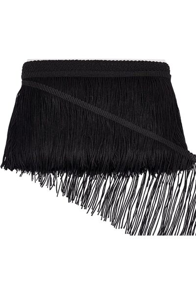 Choice AECH04-14889 10 Yard Black Tassel Fringe Trim Fabric Trim 5.9 inch Tas...