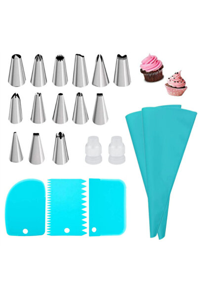 Choice1 F07-21Blue 58pcs Silicone Piping Bags and Tips Set Cake DIY Decoratin...